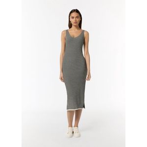 comma casual identity - Midi-jurk - Katoen - Streepmotief - Nauwsluitend Model