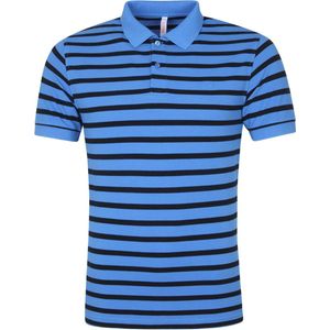 Sun68 - Polo Cold Dye Stripes Blauw - Modern-fit - Heren Poloshirt Maat XXL