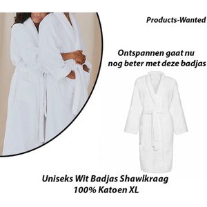 Uniseks Wit Badjas Shawlkraag 100% Katoen XL