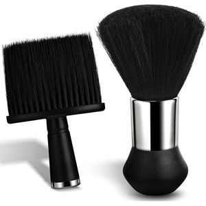 Allecto Plus - Kappersborstels voor het verwijderen van los haar - Set van 2 - Professionele haarknipborstels voor nek en oren - Zachte nekstofdoeken met 3 zoekwoorden