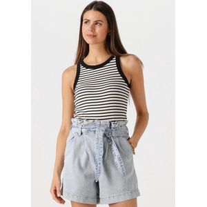 Catwalk Junkie Striped Ribbed Singlet Tops & T-shirts Dames - Shirt - Wit - Maat 40
