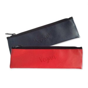 Pennenetui, Pennenzak vegan leer, Make up tas, Pen etui, School etui, Etui jongen, Etui meisjes, Etuis voor volwassenen en school - Rood | Vegan colletie