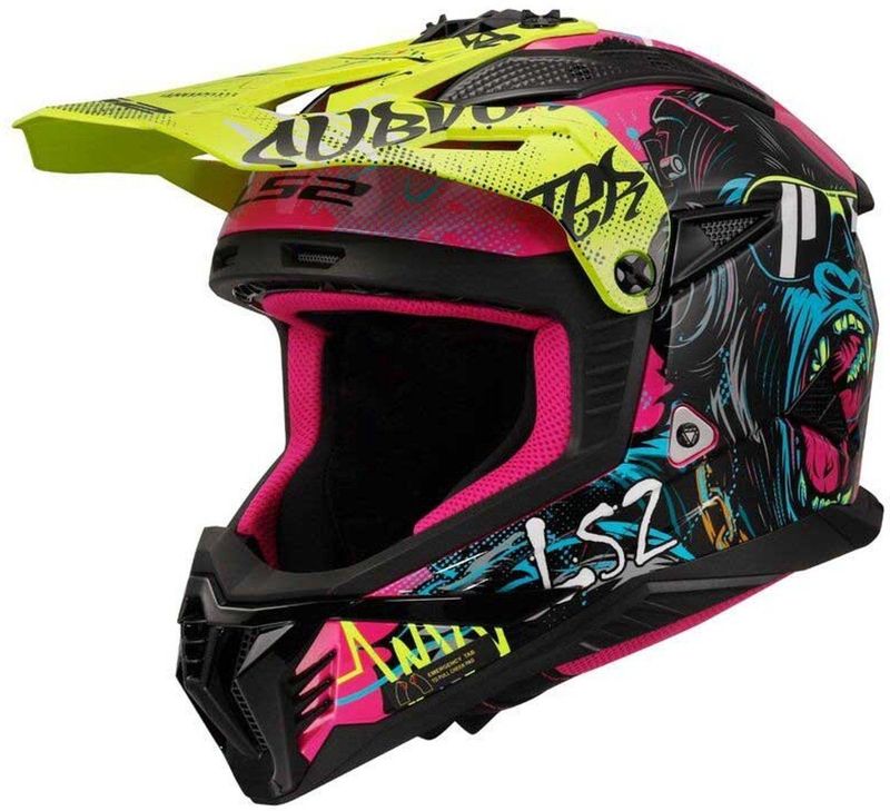 LS2 - Fast II Gorilla MX708 - Helm - Fluorroze/Fluorgeel - KPA-Materiaal