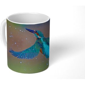 Mok - Koffiemok - IJsvogel - Vliegen - Blauw - Mokken - 350 ML - Beker - Koffiemokken - Theemok