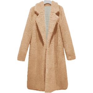 Dames Winter Langes Wollmischung Warme Jas Teddy Fleece Cardigan