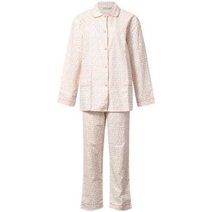 Lunatex - klassieke dames pyjama doorknoop - warm flanel - pink egg - maat M