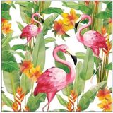 20x Flamingo hawaii/exotisch thema servetten 33 x 33 cm - Papieren servetten 3-laags