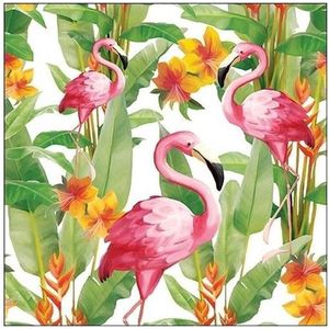 20x Flamingo hawaii/exotisch thema servetten 33 x 33 cm - Papieren servetten 3-laags