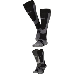 Xtreme - Skisokken Unisex - 4-Pack - Zwart - Maat 35/38 - Skisokken dames - Skisokken heren