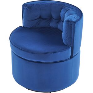 Merax 360° Draaibaar Fauteuil - Relaxstoel - Draaibare Stoel met Lendekussen - Blauw