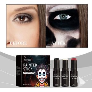 Make-up pen -Gezichtsschmink Sticks - Professionele Clown Schminkset - Zwart/Wit/Rood - Hypoallergene Formule
