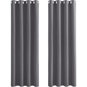 Verduisterende Gordijnen 2 Stuks - Thermisch Lichtdoorlatend Geluiddicht Raamdecoratie voor Woonkamer en Slaapkamer, 140 x 175 cm, Grijs