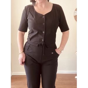 Hill Fashion - Jumpsuit - Angelle Milan Travelstof - Zwart - Maat L