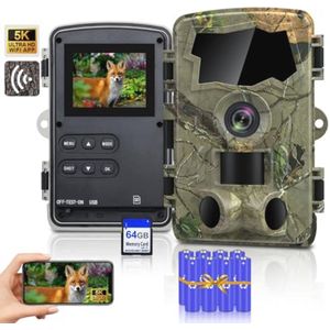 Wildcamera 5K met Wifi en Nachtzicht - 64 MP Full HD Bewegingssensor