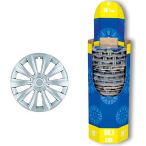 Tip-it Wieldoppen 15 inch - 2 stuks - Kliksysteem - Zilvergrijs