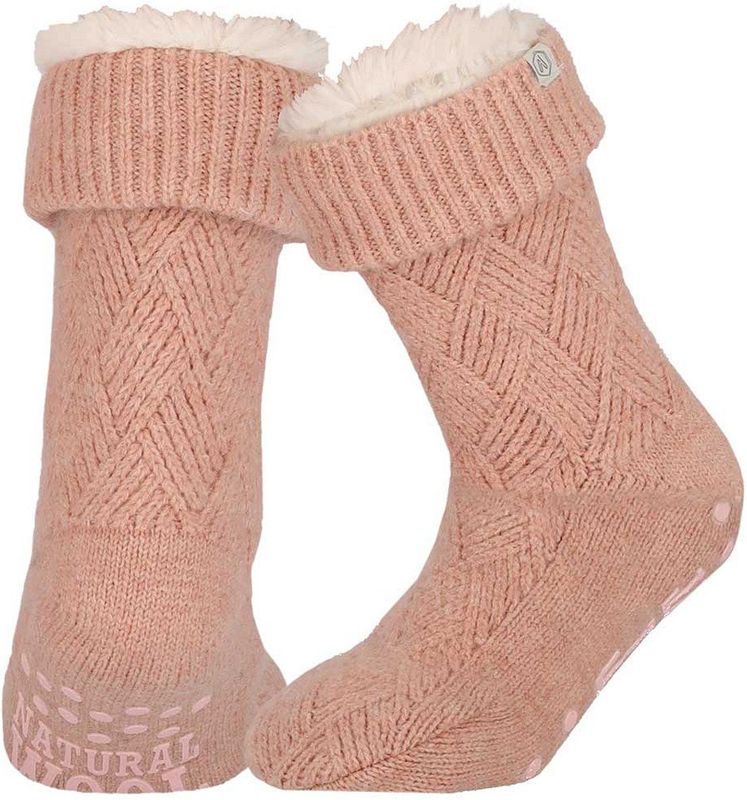 Apollo Huissloffen - dames - schapenwol - slofsokken - roze - fleece gevoerd 35-38