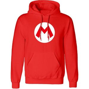 Super Mario Mario Badge Unisex Trui met capuchon - rood - S