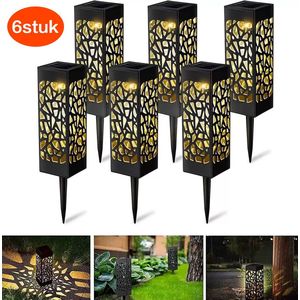 Vierkante gazonlamp - auto-sensing zonne-tuinpad lichten(6 stuks) - warm wit - waterdichte gazon lamp - holle vierkante grondlamp - creëren tuin sfeer