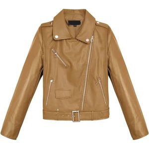 Vegan leren jack - imitatie leder - dames - camel - maat L