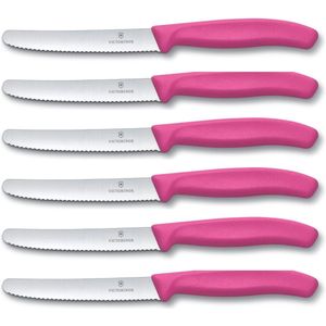 Roze Tomaten- en Broodmes Set van 6 - Ergonomisch en Vaatwasmachinebestendig