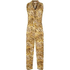 Dames jumpsuit panterprint bruin one size XS t/m S