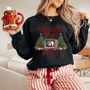 Foute kersttrui voor heren en dames Christmas movie junkie-Zwart-Maat S