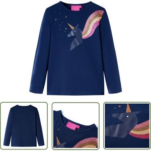 vidaXL Jongensshirts - Kinderhemd - Kindershirt met lange mouwen 104 marineblauw - Meisjes Shirts - Blauwe Kleding - Kindermode