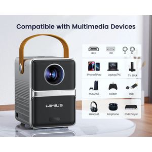 Projector - Buitenbioscoopprojector - Mini Projector Full HD 1080P 18000 Lumen Elektrische Focus 5G WiFi Bluetooth Draagbaar Voor Home Cinema