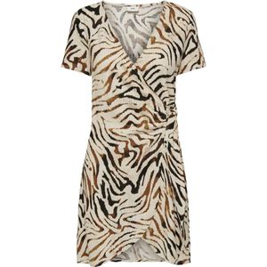 Jacqueline de Yong Jurk Jdynaja S/s Linen Wrap Dress Wvn 15326899 Sandshell/animal Dames Maat - L