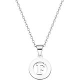 Lucardi - Dames Ketting met Letter - Zilverkleurig - Staal - 47 cm