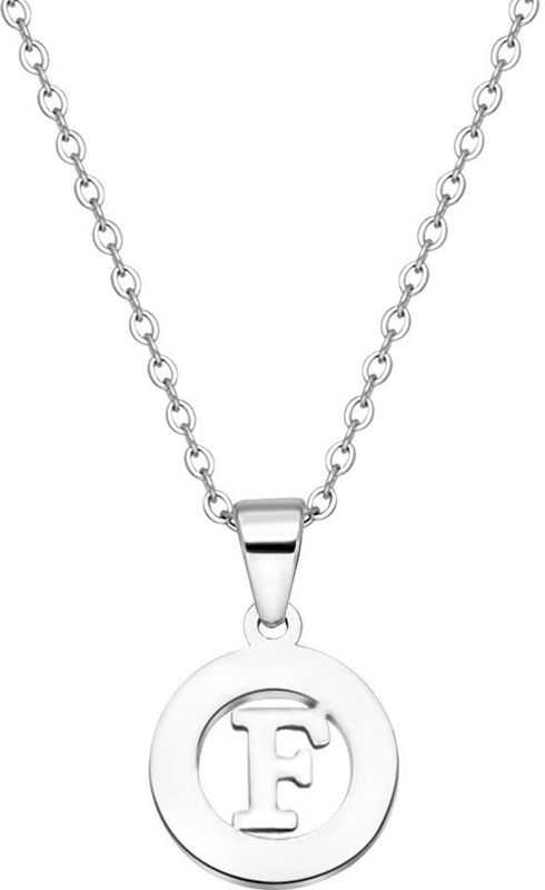 Lucardi - Dames Ketting met Letter - Zilverkleurig - Staal - 47 cm