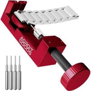 AdroitGoods Horlogeband Inkorter - Staal - Horloge Gereedschap - Horloge Pin Verwijderaar - Inclusief 4 Pinnen - Rood
