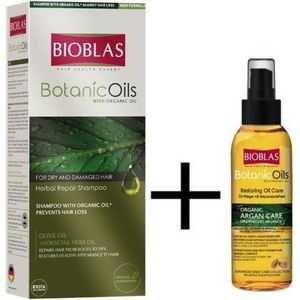 Bioblas - Botanic Oil Herstel Shampoo (Droog/Beschadigd Haar) + Bioblas Arganolie -Anti haaruitval - Herbal Shampoo