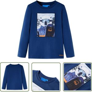 vidaXL Langmouwig Hemd - Kinderhemd - Kindershirt met lange mouwen 104 jeansblauw - Meisjeshemd - Jongenshemd - Blauw Hemd