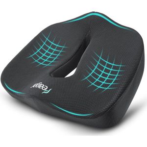 Orthopedisch zitkussen voor bureaustoel - Ergonomisch stuitbeenkussen met traagschuim, XXL-dikte voor 90-150 kg, zwart, pijnverlichting bij langdurig zitten