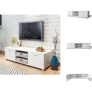 vidaXL TV-meubel Hoogglans Wit Bewerkt Hout en MDF - 140x40.3x34.7cm - Ruime Opbergruimte - Kast