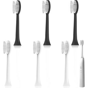 Toolbrush_Head Reserveborstels voor Lachen en Olybo - 6 stuks in wit en zwart