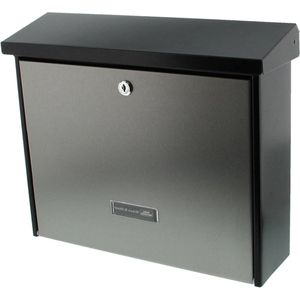 Brievenbus zonder krantenvak Verzinkt Rvs sleutels London 6867 B-S Rvs-Zwart (RAL 9005)