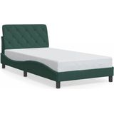 vidaXL - Bedframe - zonder - matras - 100x200 - cm - fluweel - donkergroen