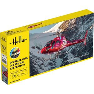 1:48 Heller 56490 Heli Ecureuil H125 - AS 350 B3 - Air Zermatt - Starter Kit Plastic Modelbouwpakket