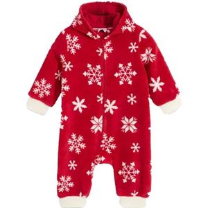 Snowflake Toddler Jumpsuit - Onesie - Kerst kinder pakje - kleine kinderen - kerst kleding - rood - maat 68/74