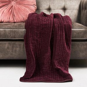 Velvet - Versaille - Plaid - Bordeauxrood - 180 x 130 cm