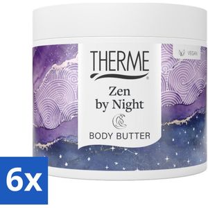 6 x Therme - Zen by Night - Bodybutter - Hydraterend - Verzorgend - 225gr - Nachtcreme - Bodybutter - Hydraterende Crème - Ontspannende Geur - Lavendel