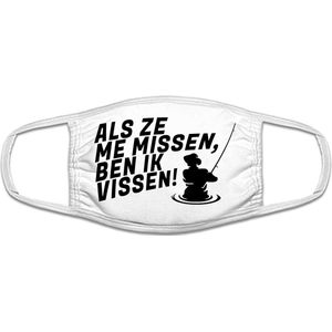 Missen, ik ben vissen | sier | tekst | mondkapje | gezichtsmasker | bescherming | bedrukt | logo | Wit mondmasker van katoen, uitwasbaar & herbruikbaar. Geschikt voor OV