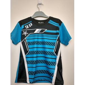 Jongens T-shirt Max turquoise zwart wit grijs 98/104