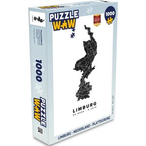 Puzzel Limburg - Nederland - Plattegrond - Legpuzzel - Puzzel 1000 stukjes volwassenen - Stadskaart