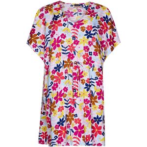 Rebelle Jurk Full Bloom - Wit/Roze - Viscose - Maat 36