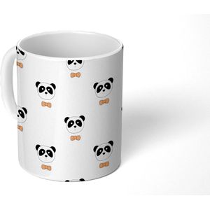 Mok - Koffiemok - Panda - Zwart - Wit - Patroon - Mokken - 350 ML - Beker - Koffiemokken - Theemok