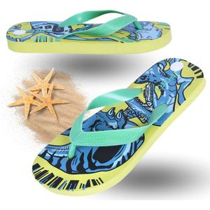 Seledyn dinosaurus teenslippers/japs voor jongens