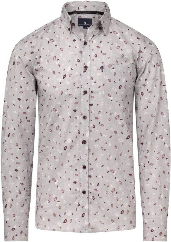 State of Art Heren overhemd lange mouw grijs (Maat: S)